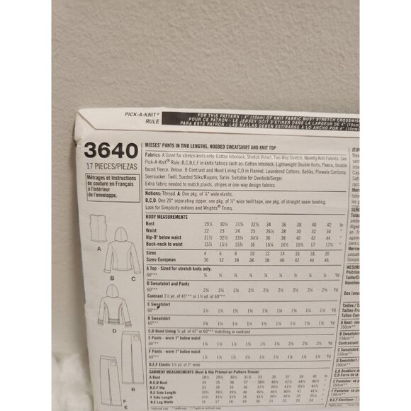 Simplicity 3640 Sewing Pattern | Tracksuit Jacket & Pants - Picture 4 of 10